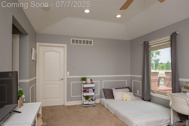 15946 Tubspring Rd, Allenton, MI 48002 - carpeted bedroom featuring ceiling fan and lofted ceiling