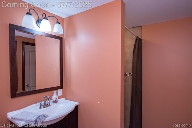 15946 Tubspring Rd, Allenton, MI 48002 - bathroom with vanity and a shower with curtain