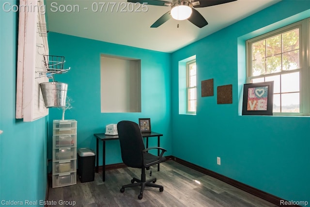 15946 Tubspring Rd, Allenton, MI 48002 - office featuring wood finished floors and a ceiling fan