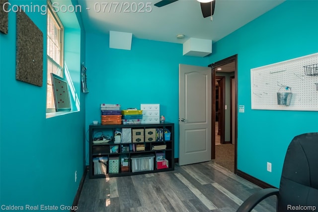 15946 Tubspring Rd, Allenton, MI 48002 - office area with wood finished floors and a ceiling fan