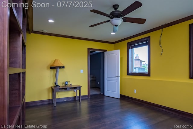 15946 Tubspring Rd, Allenton, MI 48002 - unfurnished bedroom with ornamental molding, wood finished floors, and recessed lighting