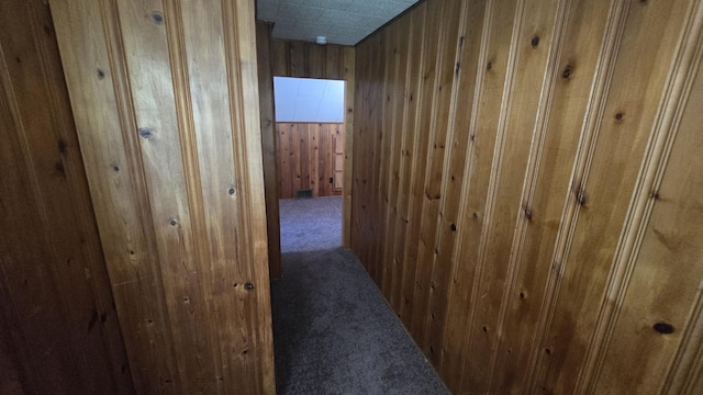 19969 Poinciana, Redford, MI 48240 - hallway with carpet flooring and wood walls