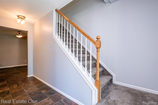 4079 Cumberland Ct, Commerce Twp, MI 48390 - staircase with stone finish flooring and ceiling fan