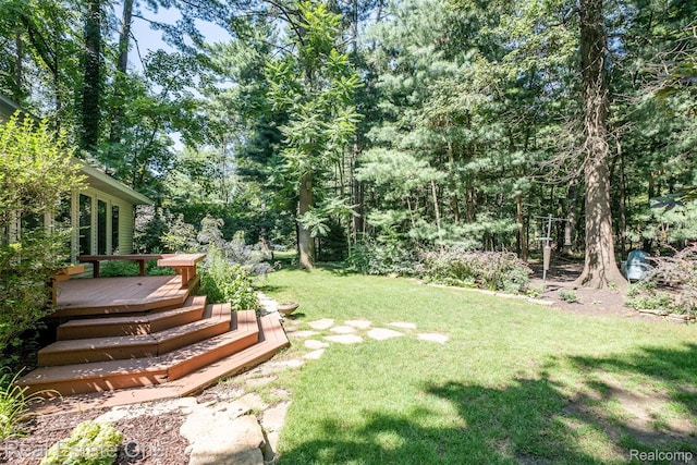 4079 Cumberland Ct, Commerce Twp, MI 48390 - view of grassy yard with a deck