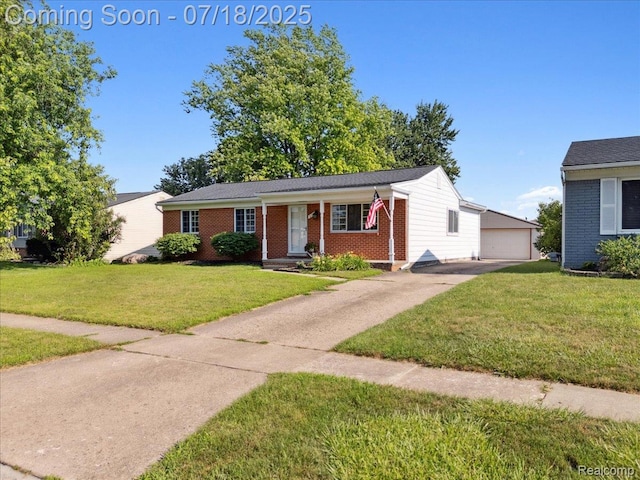 321 Harvard Ave, South Lyon, MI 48178 - ranch-style home with a front lawn and brick siding