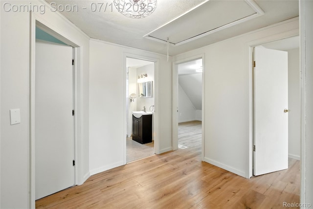 420 Wellsboro St, Walled Lake, MI 48390 - hall featuring attic access and light wood-style floors