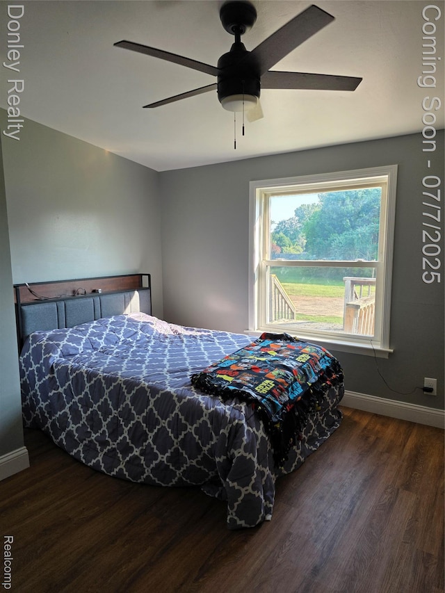 4605 Pleasant St, Clifford, MI 48727 - bedroom featuring wood finished floors and ceiling fan