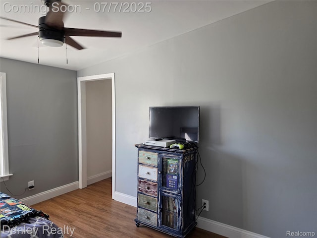 4605 Pleasant St, Clifford, MI 48727 - bedroom with wood finished floors and ceiling fan