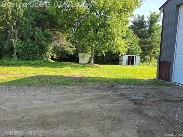 4605 Pleasant St, Clifford, MI 48727 - view of grassy yard with a shed