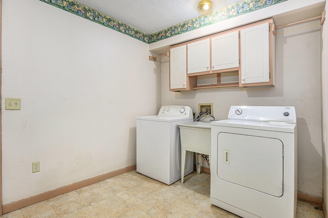 8257 S 2nd St, Michigan, MI 49071 - laundry room featuring cabinet space, separate washer and dryer, and a textured ceiling