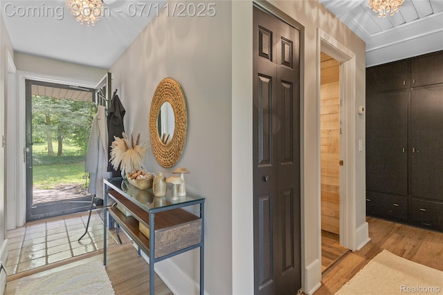 1300 N Livernois Rd, Rochester Hills, MI 48306 - foyer with a chandelier and light wood-type flooring