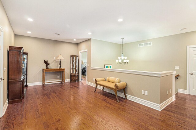 9991 Kaiser Rd, Saline, MI 48176 - interior space featuring a chandelier, recessed lighting, and wood finished floors