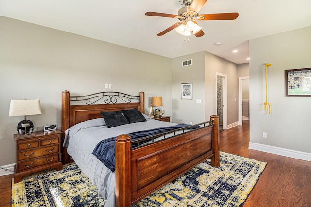 9991 Kaiser Rd, Saline, MI 48176 - bedroom with wood finished floors, recessed lighting, and ceiling fan