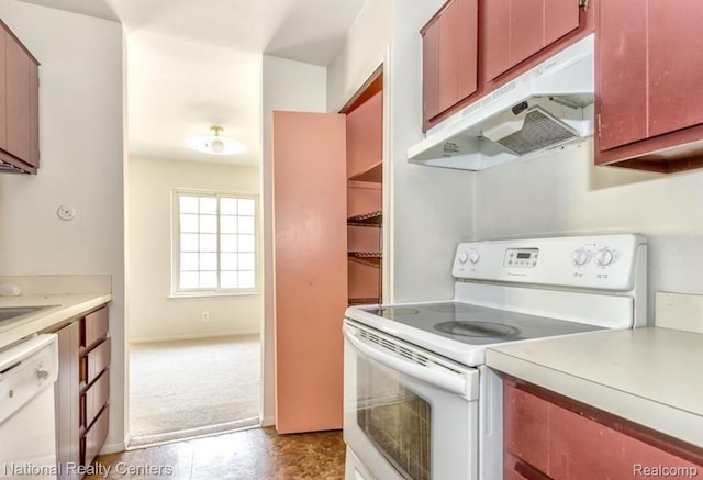 30260 Southfield Rd, Southfield, MI 48076 - kitchen with white appliances, under cabinet range hood, and light countertops