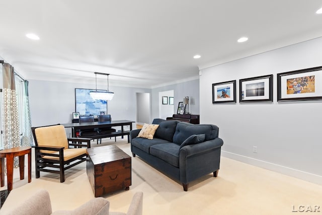 144 N Scott St, Adrian, MI 49221 - living room featuring recessed lighting and baseboards