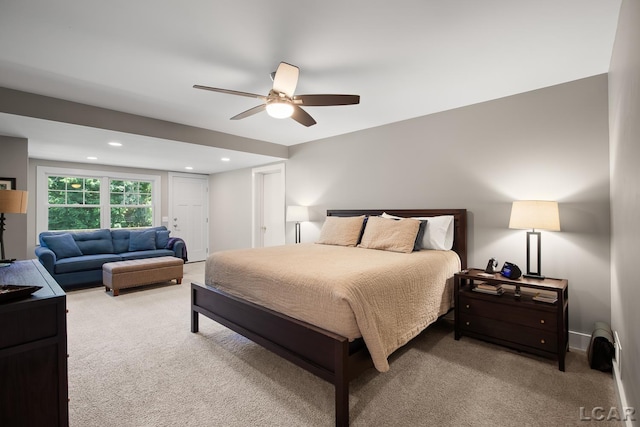144 N Scott St, Adrian, MI 49221 - bedroom featuring carpet, ceiling fan, and recessed lighting