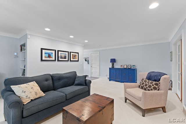 144 N Scott St, Adrian, MI 49221 - living area with recessed lighting and light colored carpet
