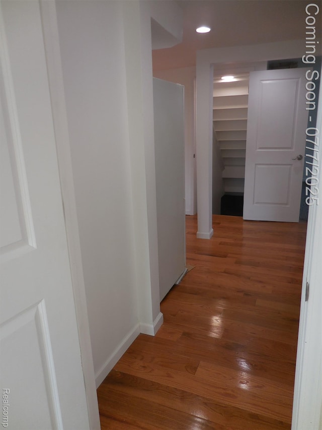 501 N Leroy St, Fenton, MI 48430 - hallway with light wood-type flooring and recessed lighting
