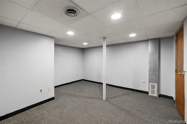 26250 Virginia Dr, Warren, MI 48091 - finished below grade area featuring carpet floors, recessed lighting, and a drop ceiling