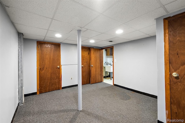26250 Virginia Dr, Warren, MI 48091 - finished below grade area featuring carpet flooring, a drop ceiling, and recessed lighting