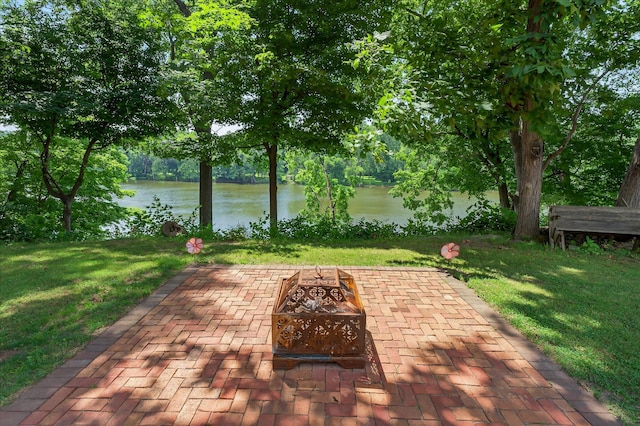 1834 Bond St, Niles, MI 49120 - view of patio / terrace with a water view and a fire pit