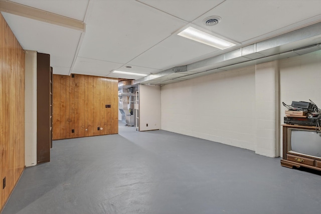 1834 Bond St, Niles, MI 49120 - finished basement with wooden walls and concrete block wall