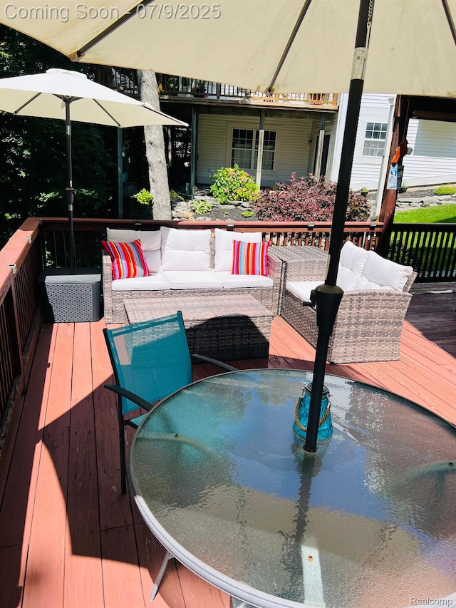 5348 Forest Ridge Dr, Clarkston, MI 48346 - view of swimming pool featuring outdoor lounge area, a deck, and outdoor dining space