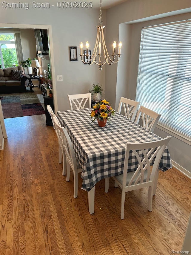 5348 Forest Ridge Dr, Clarkston, MI 48346 - dining room featuring a chandelier and wood finished floors