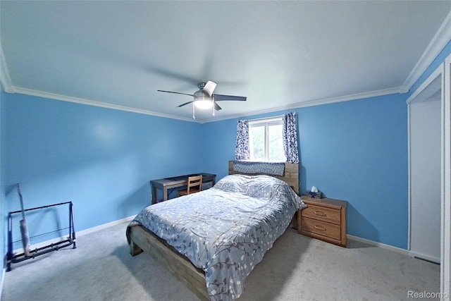 9100 Mayfred Dr, Pinckney, MI 48169 - bedroom with ornamental molding, carpet, and ceiling fan