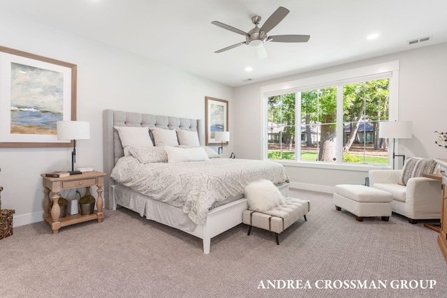 2063 Ottawa Beach Rd, Holland, MI 49424 - carpeted bedroom featuring recessed lighting and a ceiling fan