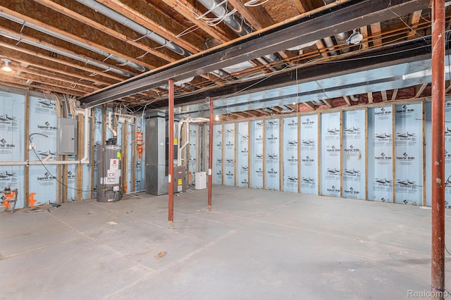 5304 Boomerang Cir, Newport, MI 48166 - unfinished basement with water heater, electric panel, and heating unit