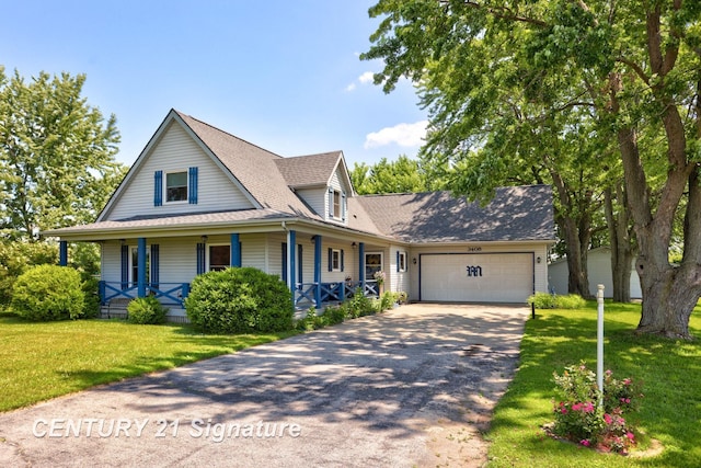 3405 S Miller Rd, Saginaw, MI 48609 - view of front of house with an attached garage, covered porch, and a front yard