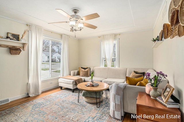 1314 Grant St, Grand Haven, MI 49417 - living room featuring wood finished floors and a ceiling fan