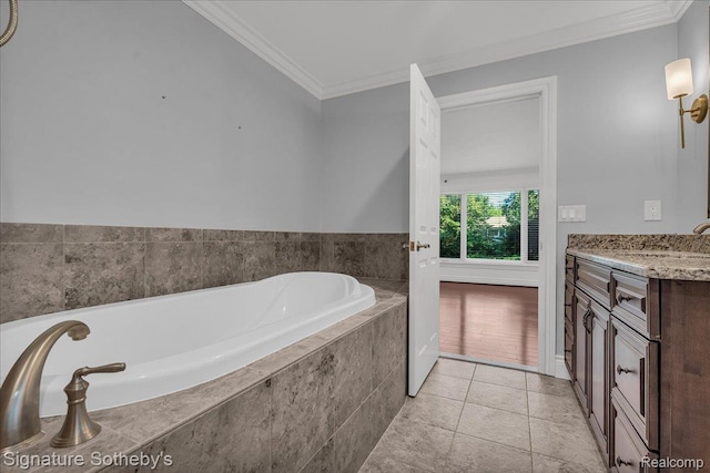 1656 Keller Ln, Bloomfield Hills, MI 48302 - full bathroom with vanity, a bath, and ornamental molding