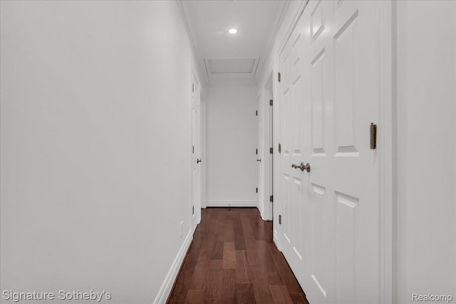 1656 Keller Ln, Bloomfield Hills, MI 48302 - hall featuring dark wood-type flooring, recessed lighting, and attic access