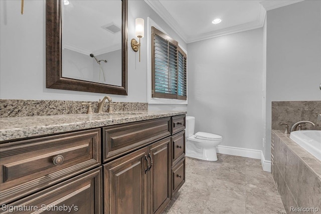 1656 Keller Ln, Bloomfield Hills, MI 48302 - bathroom with a garden tub, ornamental molding, and vanity