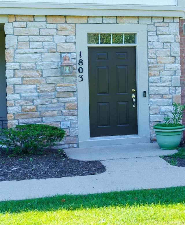 1803 Pinecroft Dr, Canton, MI 48188 - entrance to property featuring stone siding