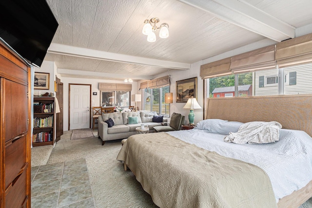 52 S Emerson Lake Dr, Branch, MI 49402 - bedroom with a wood ceiling with exposed beams