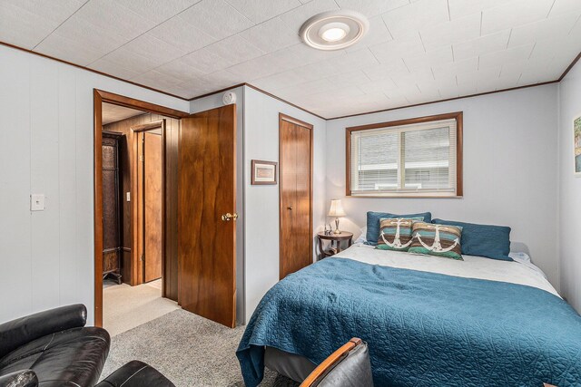 52 S Emerson Lake Dr, Branch, MI 49402 - bedroom featuring carpet floors and ornamental molding