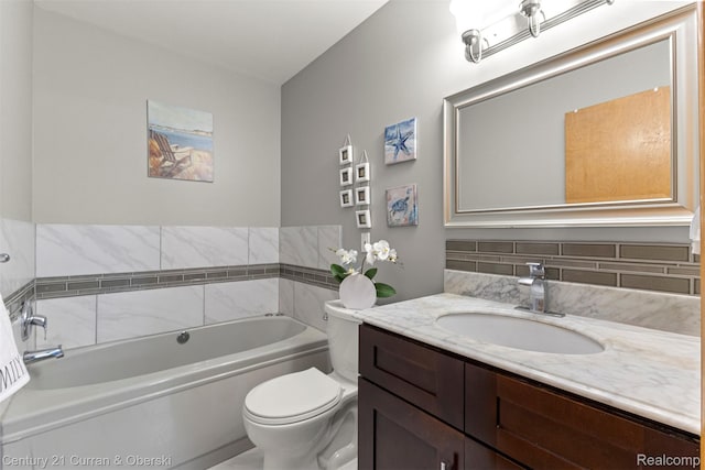 1786 Daisy Ln, Westland, MI 48186 - bathroom featuring a garden tub, vanity, and backsplash