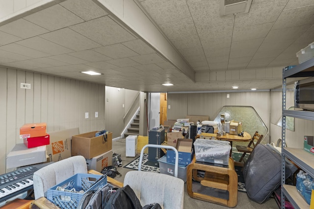 22358 Firwood Ave, Eastpointe, MI 48021 - finished below grade area featuring stairs and a paneled ceiling