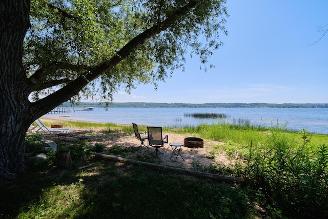 5015 Main St, Onekama, MI 49675 - water view with an outdoor fire pit