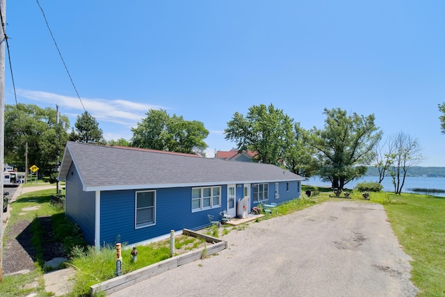 5015 Main St, Onekama, MI 49675 - single story home featuring roof with shingles and a water view