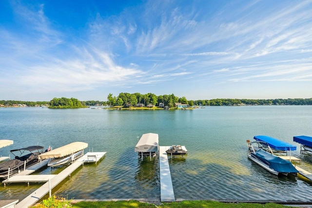 31326 Curran Beach Rd, Dowagiac, MI 49047 - dock area with a water view and boat lift