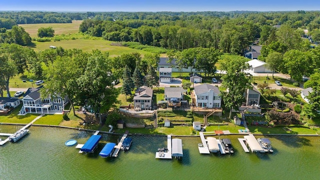 31326 Curran Beach Rd, Dowagiac, MI 49047 - aerial view of a large body of water and a heavily wooded area