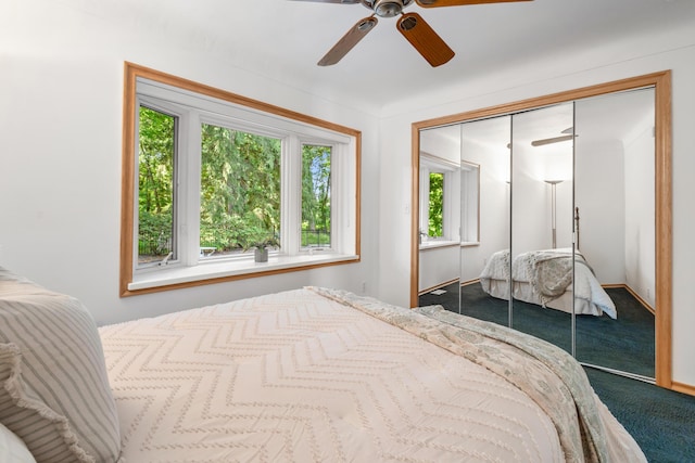 15665 Portage Rd, Vicksburg, MI 49097 - carpeted bedroom featuring a closet and a ceiling fan