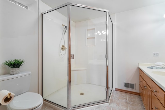 15665 Portage Rd, Vicksburg, MI 49097 - full bathroom with vanity, a shower stall, and tile patterned floors