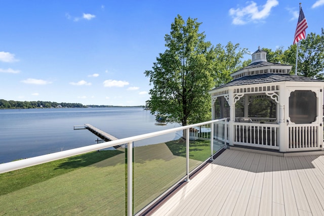 15665 Portage Rd, Vicksburg, MI 49097 - deck with a water view and a gazebo