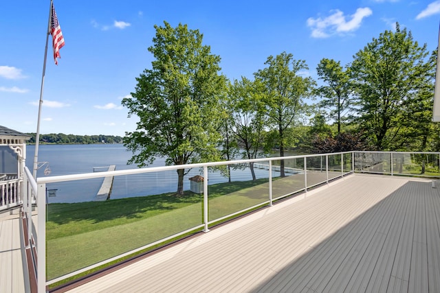 15665 Portage Rd, Vicksburg, MI 49097 - wooden terrace featuring a water view and a yard