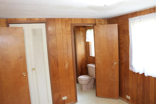 2786 Dinius Rd, Tecumseh, MI 49286 - bathroom with a closet and wood walls